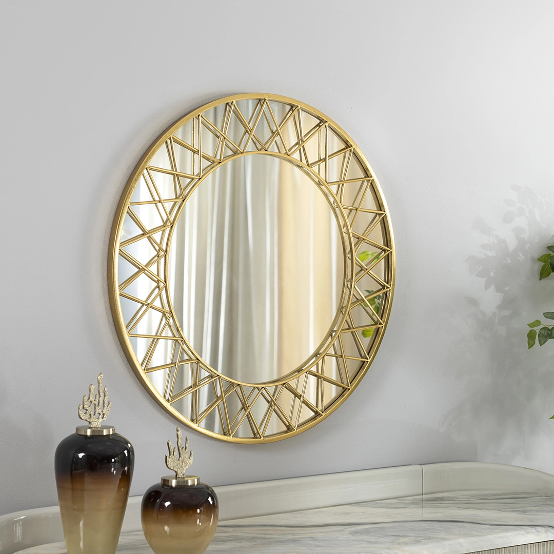 Novo metal wall mirror gold 80X2.8X80 cm