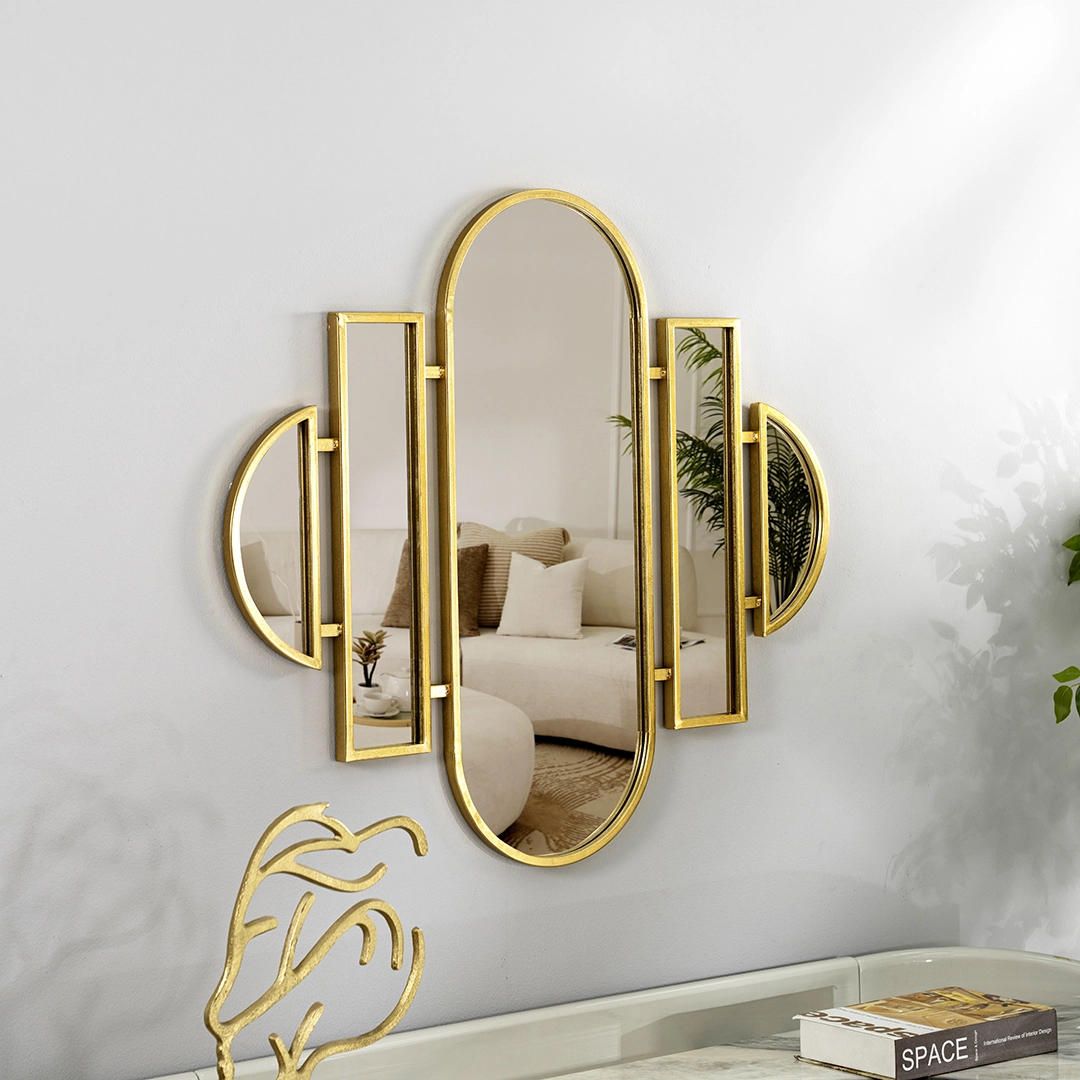 Novo metal wall mirror gold 89X2X80 cm