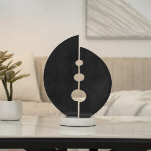 Orline black metal accent with marble base 25x10x32cm