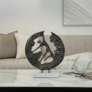 Orline man metal accent with marble base 30x10x35cm