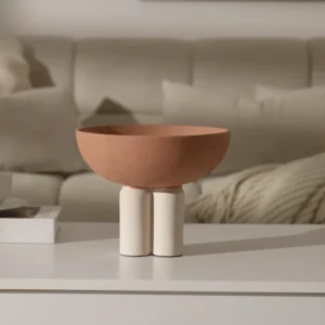 Rabaque polyresin terracotta beige deco bowl 25x25x20cm