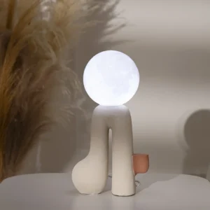 Rabaque polyresin terracotta beige USB table lamp 15.5x7x30cm