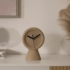 Rabaque travertine table clock 15×9.5×21.5cm
