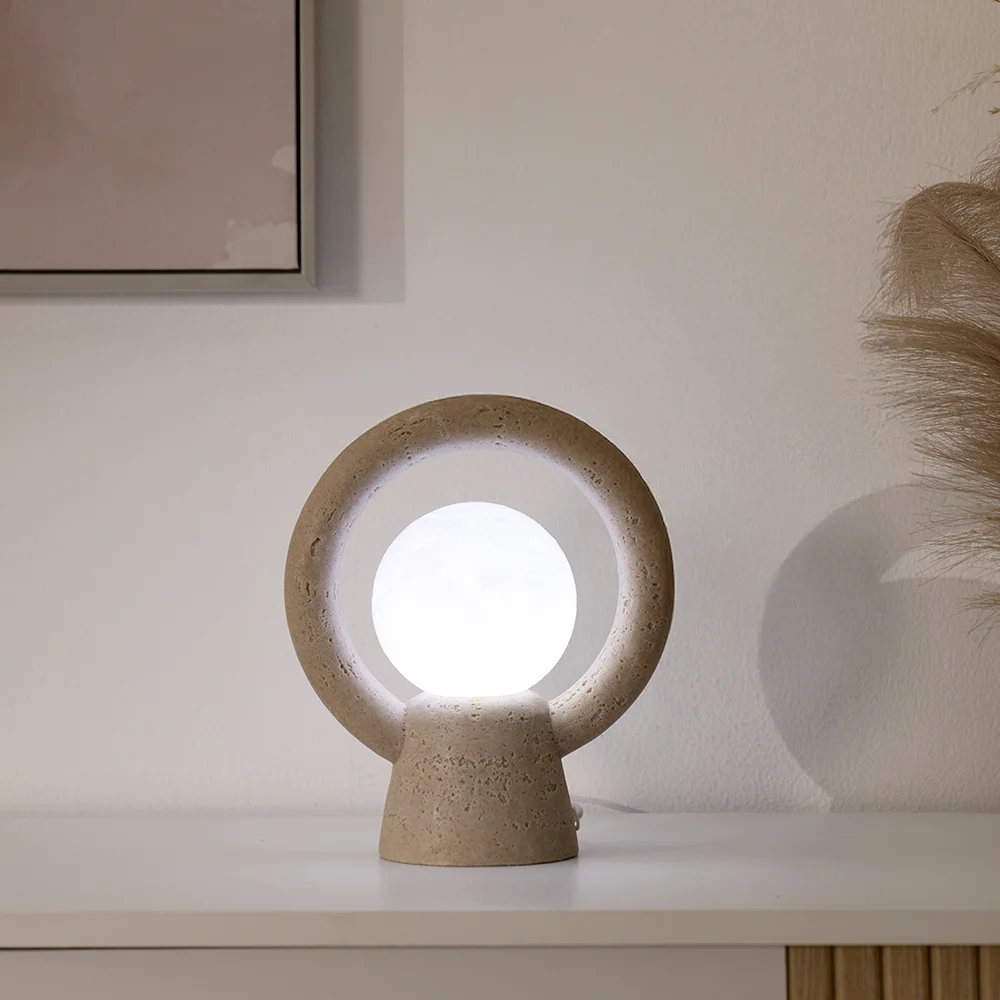 Rabaque travertine USB table lamp 23x10x19.5cm