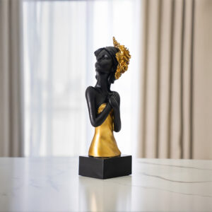 Rayn polyresin black and gold lady accent 18.5*12.5*45cm