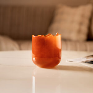 Ruse glass amber half crack vase 12x12x14.5 cm