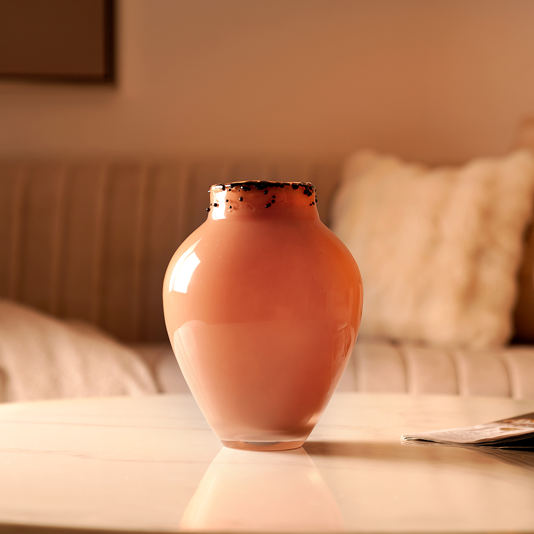 Ruse glass amber texture vase 18.5?18.5?24 cm