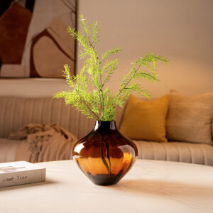 Ruse glass amber texture vase 21x21x20 cm