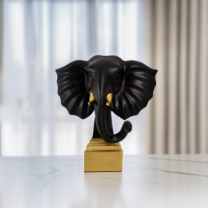 Rayn polyresin black and gold elephant accent 27*16.5*29.5 cm