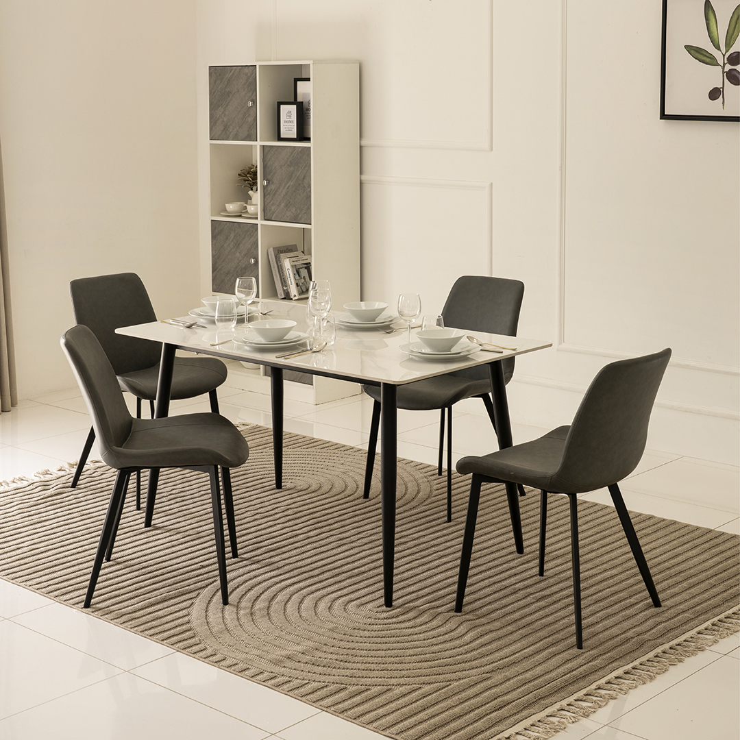 Senorita 4-Seater Sintered Stone Top Dining Set-Grey