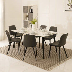Senorita 6-Seater Sintered Stone Top Dining Set-Grey
