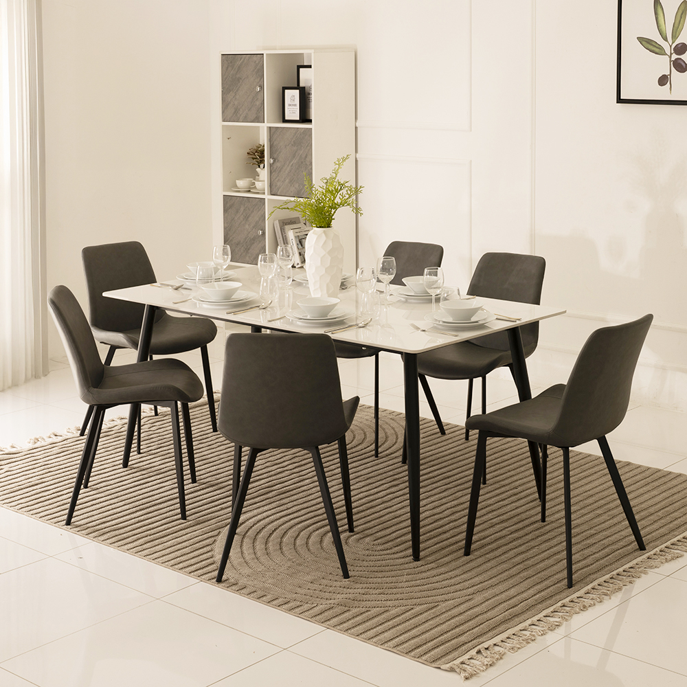 Senorita 6-Seater Sintered Stone Top Dining Set-Grey
