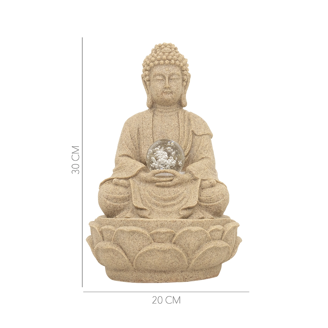 Rivulet Buddha Indoor Fountain With Crystal Ball Beige - Image 2