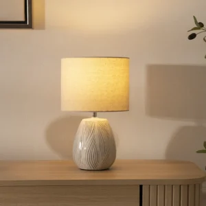 Tria ceramic table lamp Beige 20x20x33.5cm
