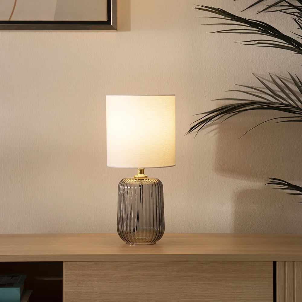 Tria glass table lamp Grey 17x17x36.5cm