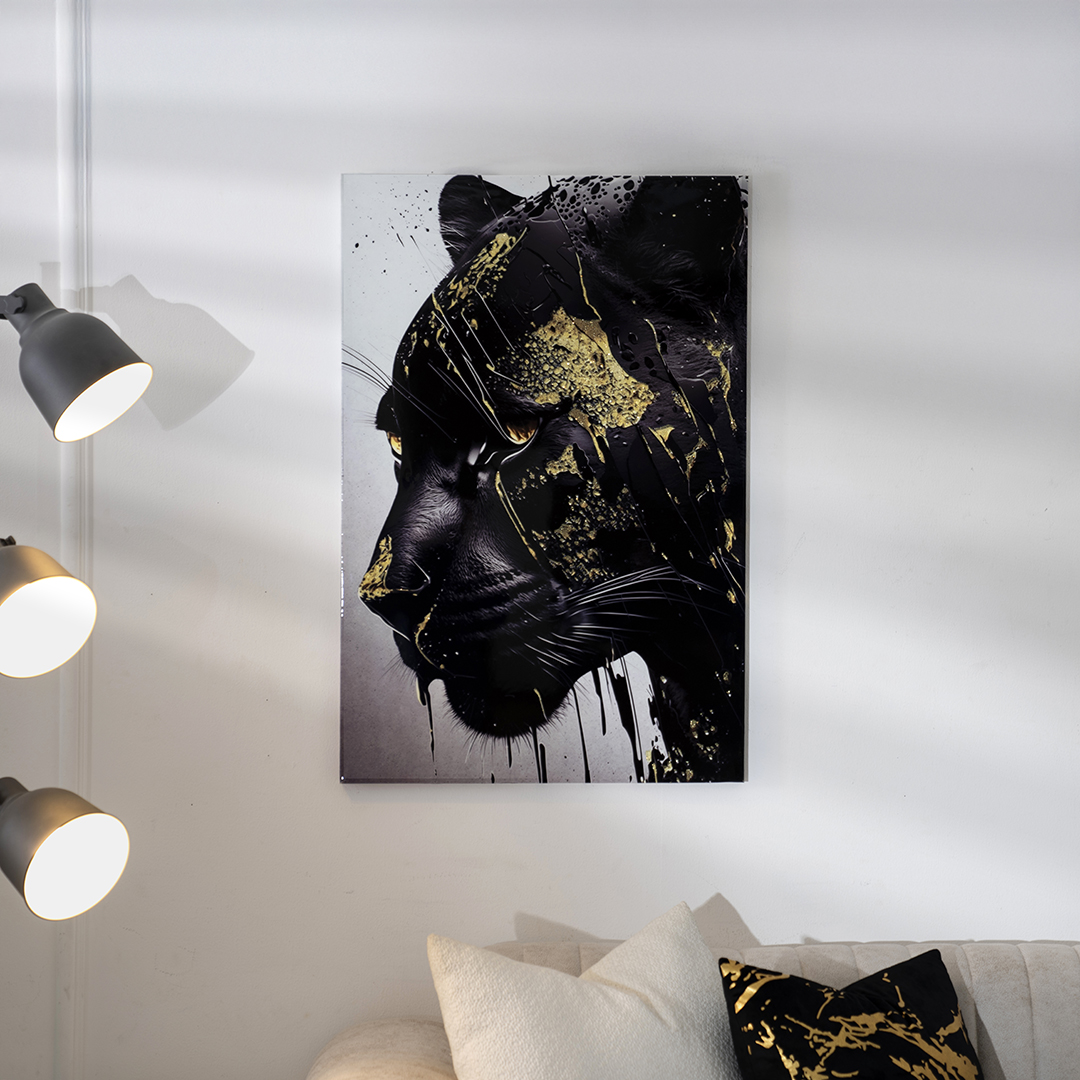 Verdant leopard face canvas wall art 60×2.5×90 cm