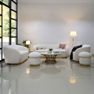 Ava Sofa Set with Mushroom Pouffe