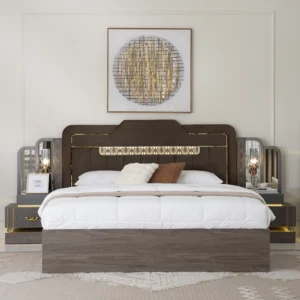 Cori 9-Piece Super King Bedroom Set With Hydraulic Storage-200*200 cm