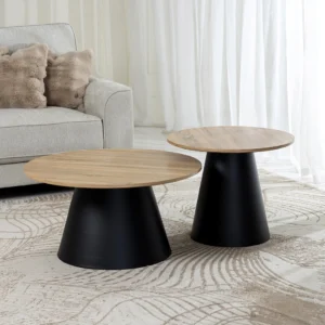 Han 2-piece Coffee Table Set-Black & Oak