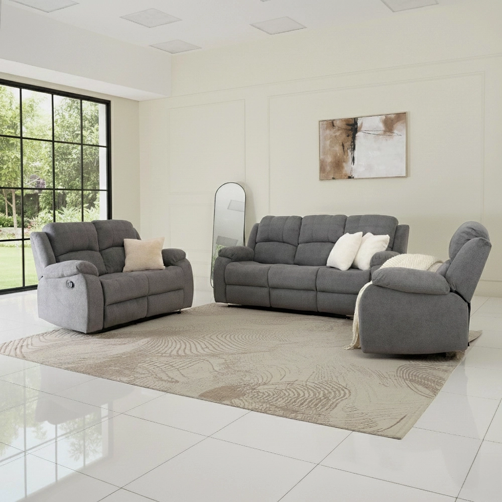 Albus 6-Seater Recliner Sofa Set-Grey