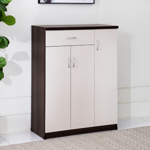 Ravenna Shoe Cabinet-Off White & Walnut