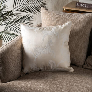 Miraj Jacquard Cushion Horse Design White 45x45Cm