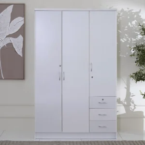 Adelina 3-Door Wardrobe-White