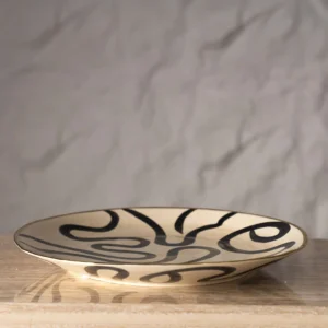 Auric Ceramic Plate Cream/Black 40.5x40.5x4.5Cm