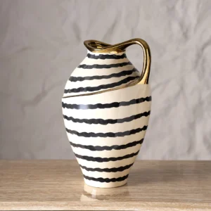 Auric Ceramic Vase Cream/Black 26.5x24x40Cm