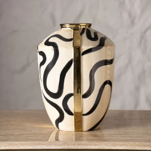 Auric Ceramic Vase Cream/Black 26.5x22x35Cm