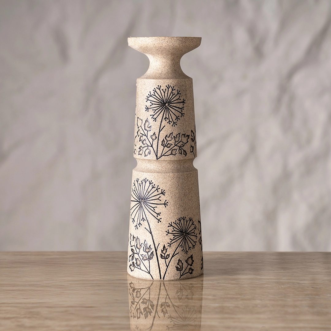 Dwelln Tall Sandstone Candle Holder 10×10×39.8Cm