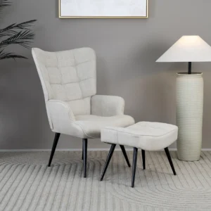 Geona Leisure Chair with Footstool-Beige