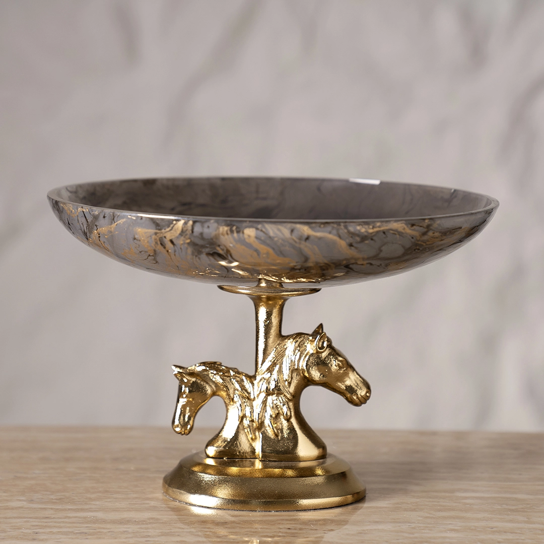 Galiora Horse Footed Bowl Gold & Grey31X31X21Cm