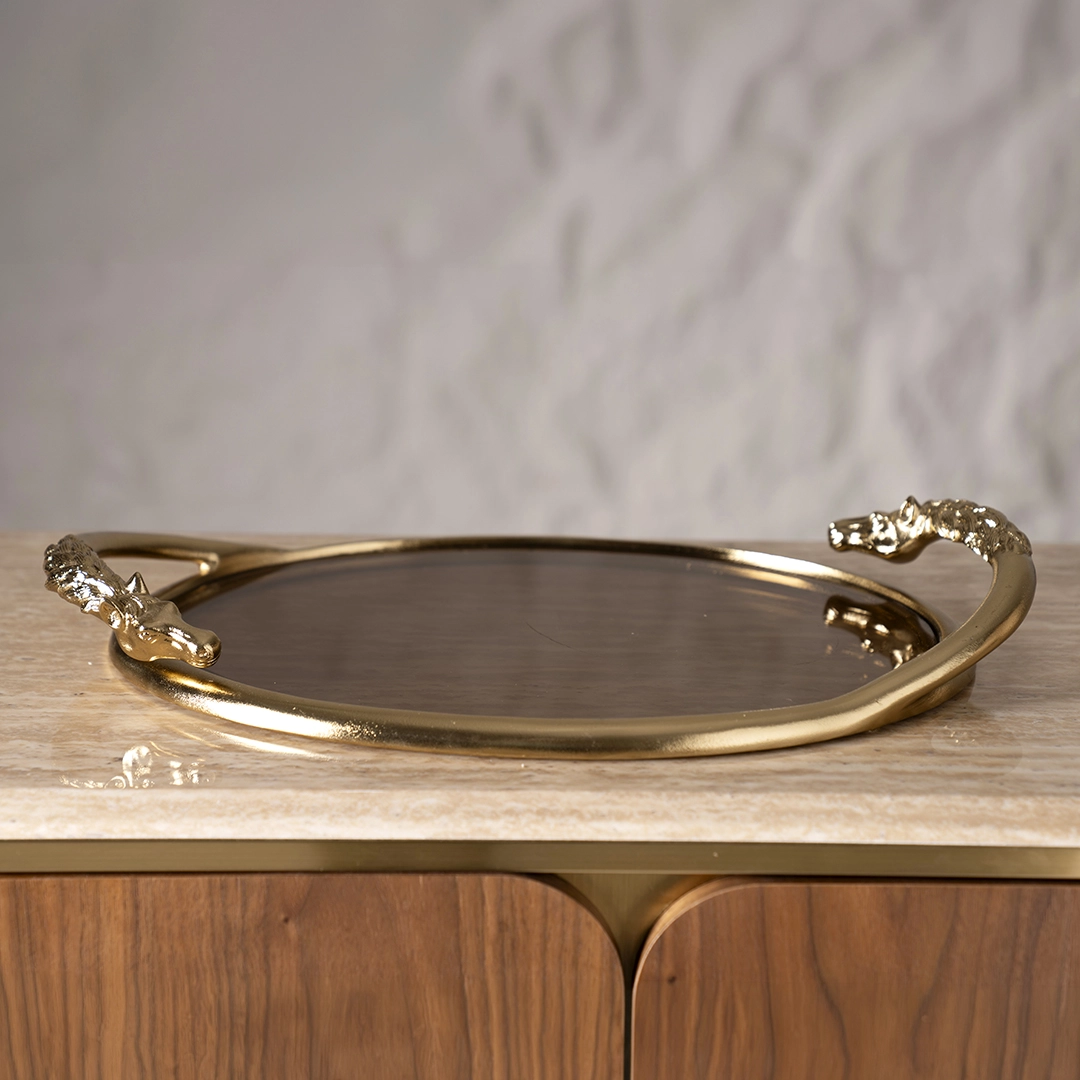 Galiora Horse Oval Tray Gold52X33.3X6.5Cm