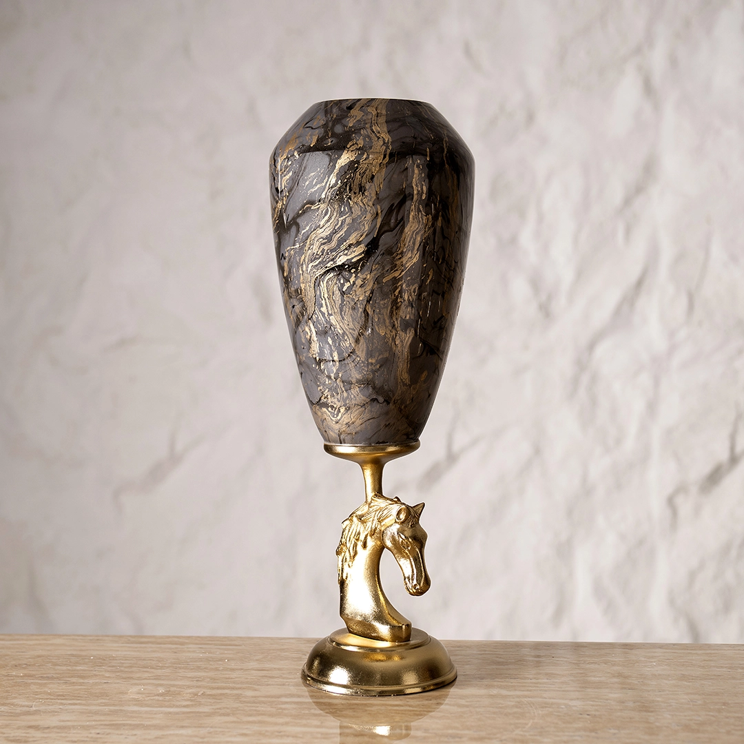Galiora Horse Vase Large Gold & Grey17X17X46.5Cm