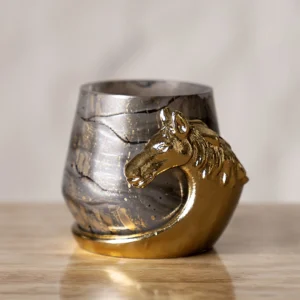 Galiora Horse Votive Candle Holder Gold & Grey11X9X9Cm