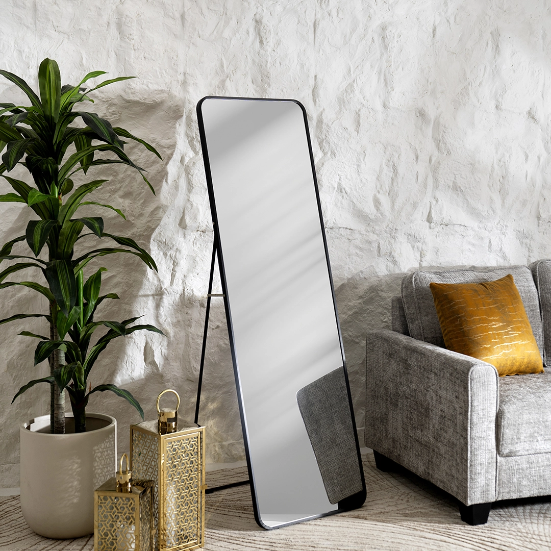 Nexa Metal Standing Mirror Black 50x160Cm