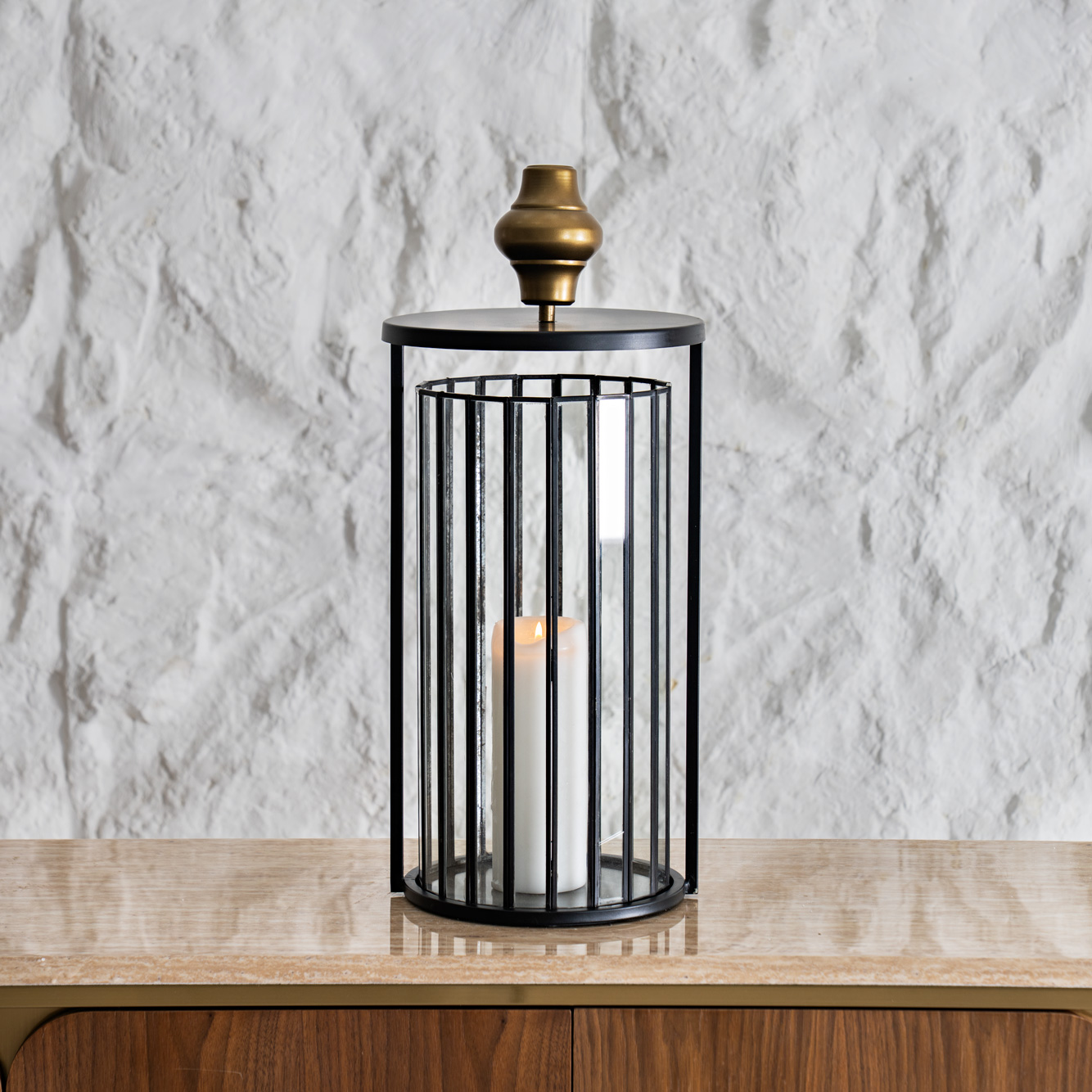 Mesa metal antique finish lantern 26X26X59 CM