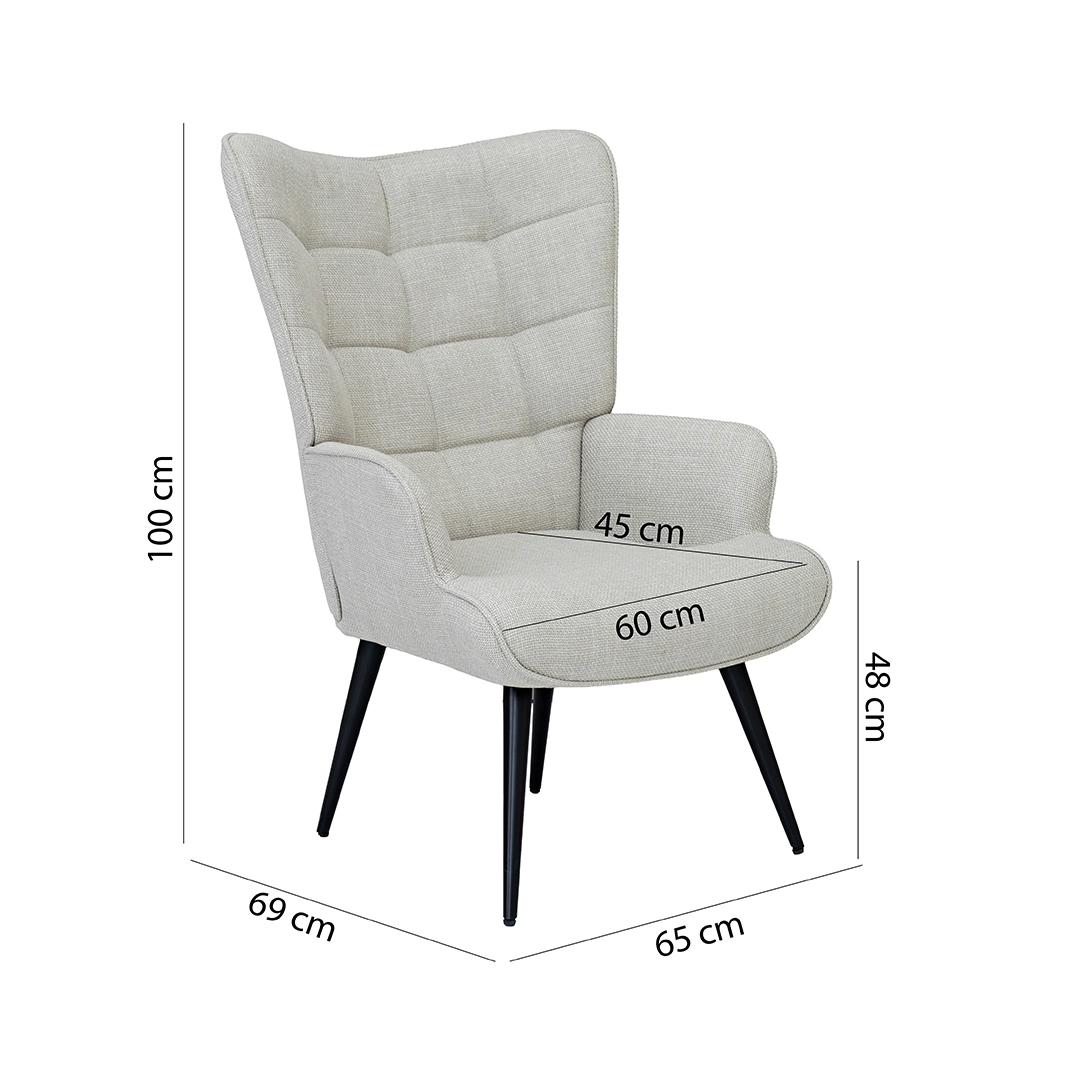 Geona Leisure Chair with Footstool-Beige - Image 2