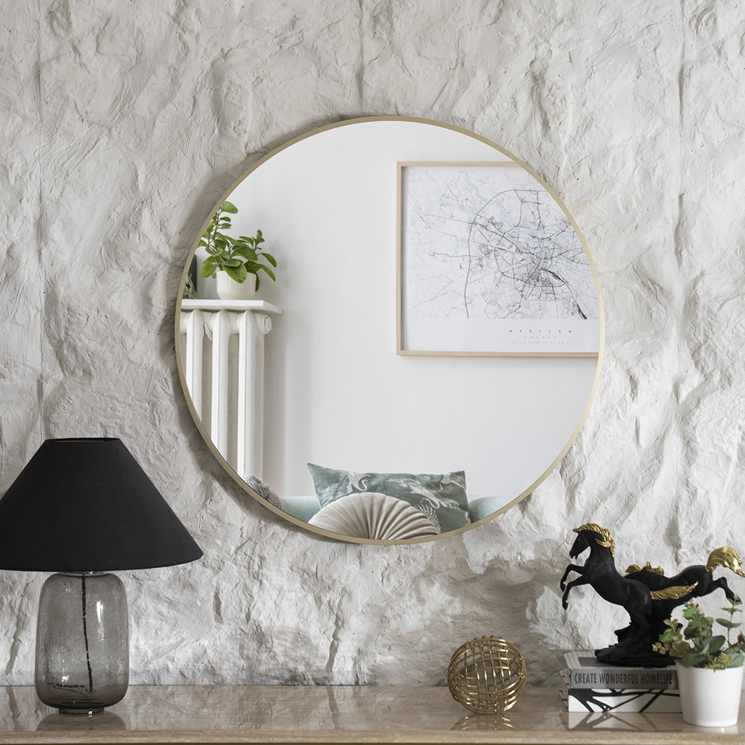 Nexa Metal Round Mirror Gold 80Cm