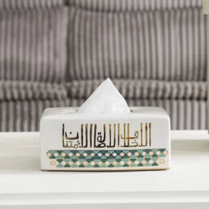 Taliah Ceramic Tissue Box White/Gold 25x13x10Cm