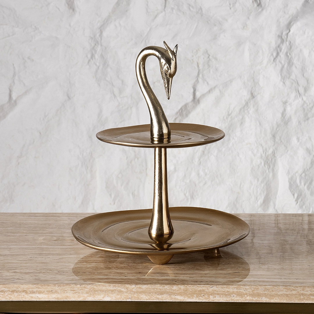 Serenya 2 Tier Cake Stand Gold & Bronze 26.5X26.5X31Cm
