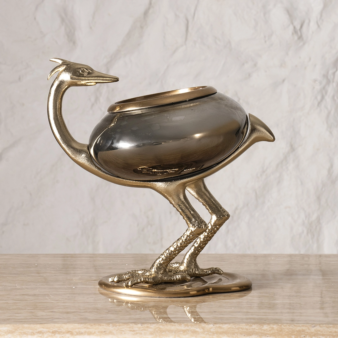 Serenya Footed Jar with Lid Large Gold & Bronze 32X23.5X31Cm