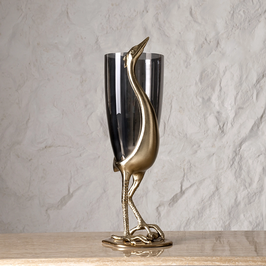 Serenya Footed Vase Gold & Bronze 18.5X15X47Cm