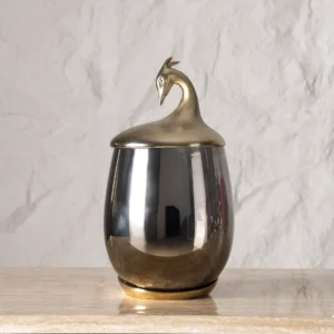 Serenya Trinket Jar Small Gold & Bronze 13X13X23.5Cm