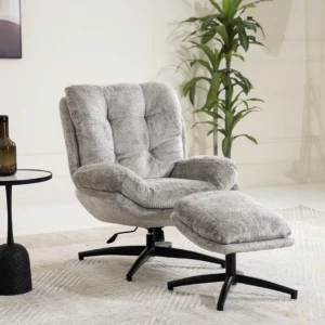 Scandi Lounge Chair with Footstool-Grey