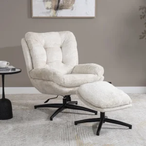 Scandi Lounge Chair with Footstool-Off White