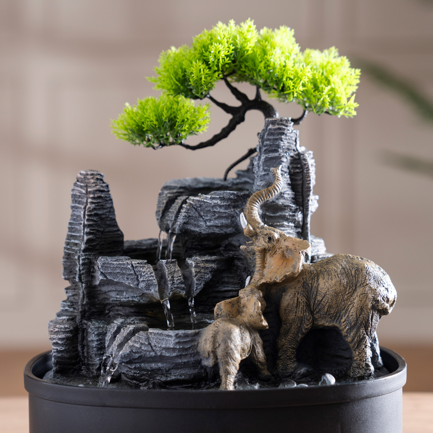 Rivulet Elephant & Cub Indoor Fountain Grey 27x19x32Cm - Image 5