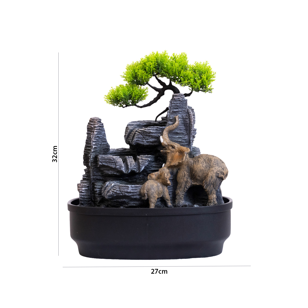 Rivulet Elephant & Cub Indoor Fountain Grey 27x19x32Cm - Image 2