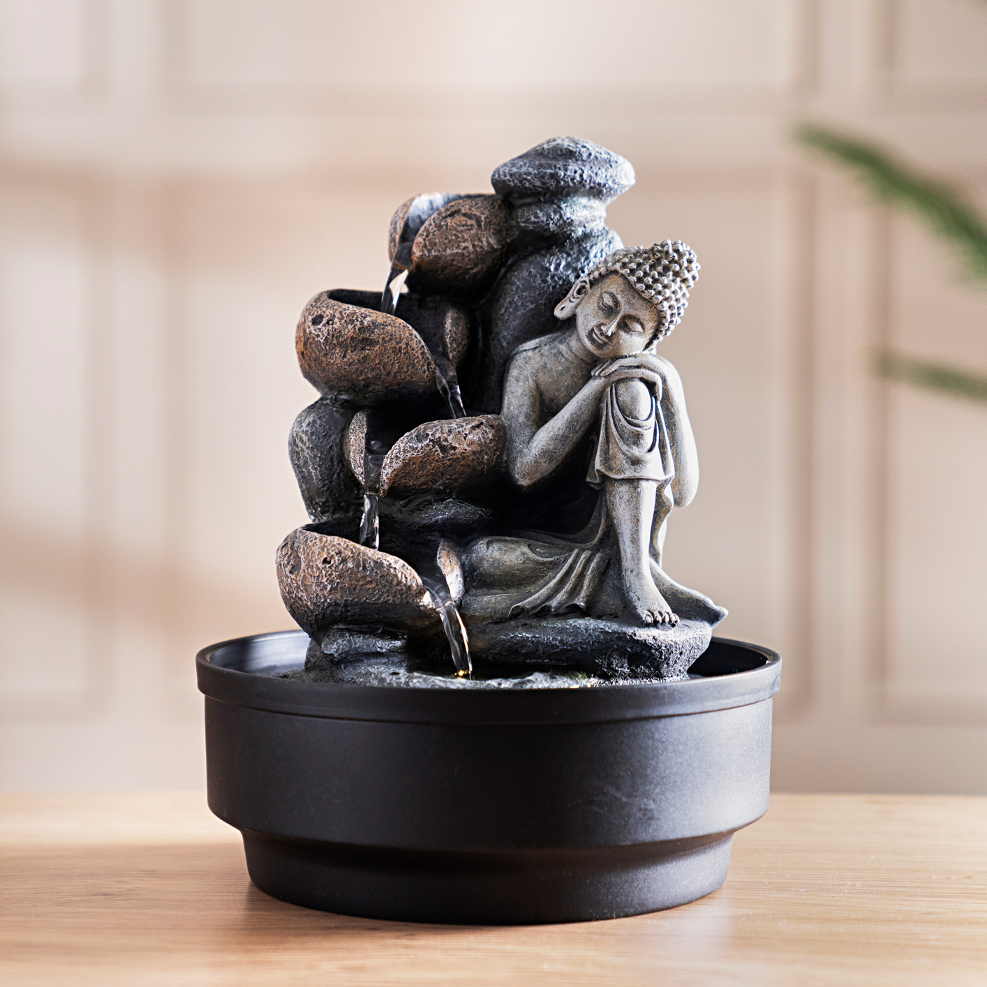Rivulet Resting Buddha Indoor Fountain Grey 21x21x28Cm